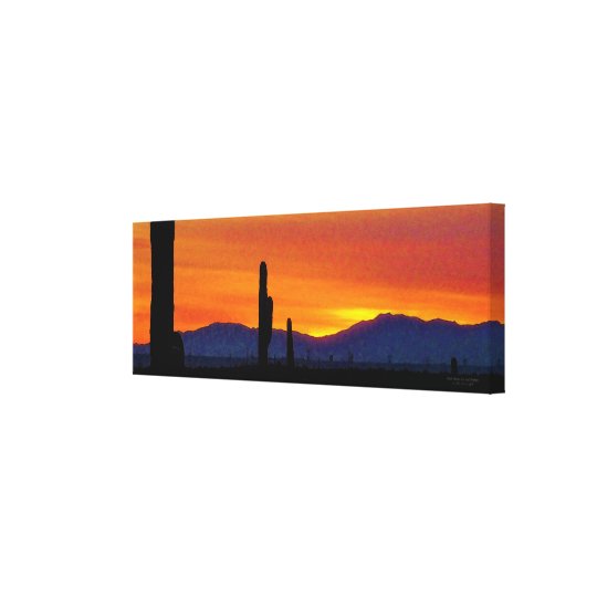 Arizona Sunset / Bright Orange / Cactus Silhouette Canvas Print ...