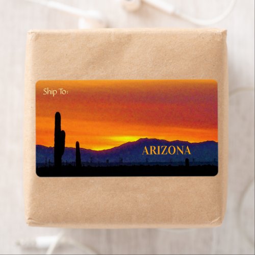 Arizona Sunset  Bright Orange  Saguaro Cactus Label