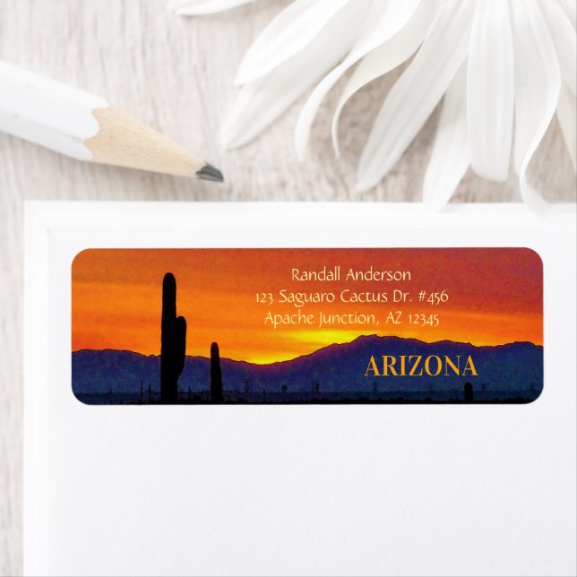 Arizona Sunset / Bright Orange / Saguaro Cactus Label (Insitu)