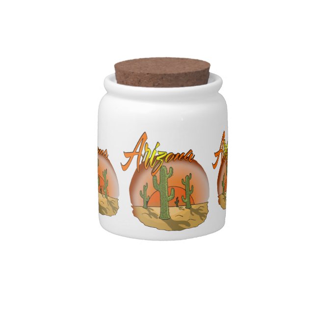 Arizona Sunset Cactus Candy Jar (Front)
