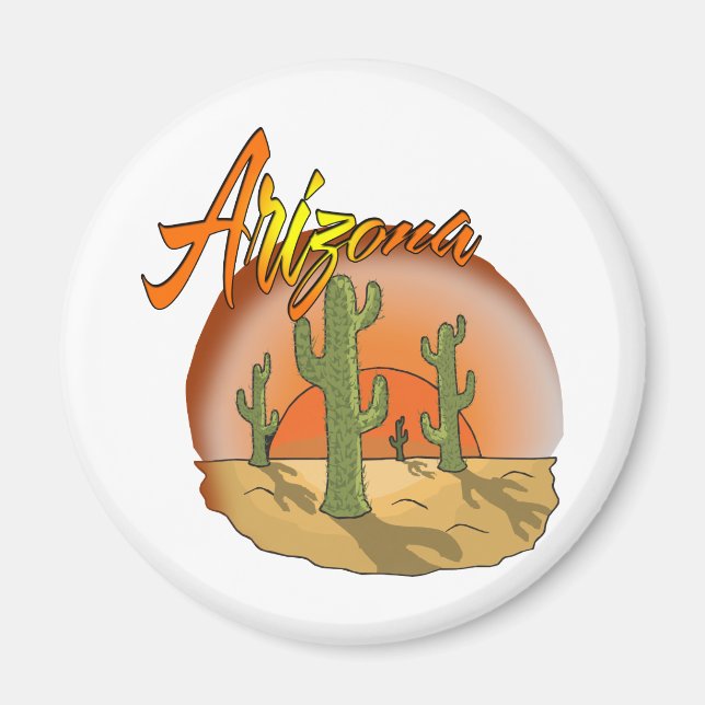 ARIZONA Sunset Cactus Magnet (Front)
