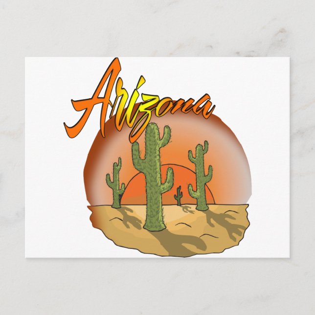 ARIZONA Sunset Cactus Postcard (Front)