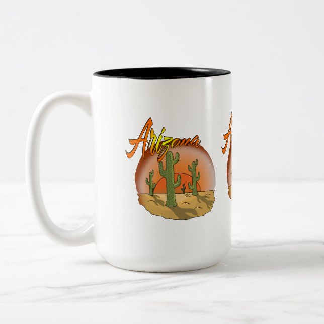 Arizona Sunset Cactus Two-Tone Coffee Mug (Left)