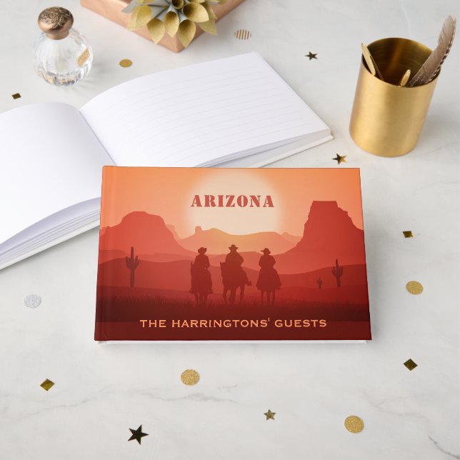 Arizona Sunset custom text Guest Book (Front Open)