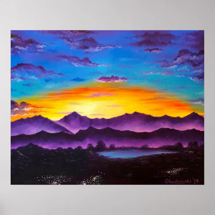 Scenic Art Deep Purple Hawaiian Sunset Sunset Photo Print Landscape Poster 