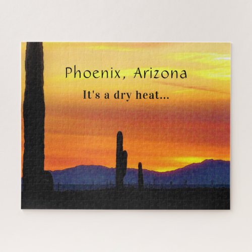 Arizona Sunset Saguaro Cactus Its A Dry Heat Jigsaw Puzzle