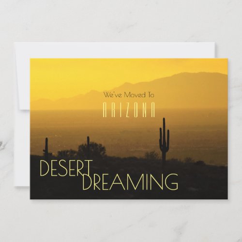 Arizona Sunset Saguaro Cactus Moving Announcement 