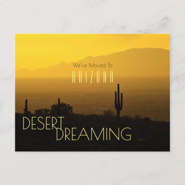 Arizona Sunset Saguaro Cactus Moving Announcement Postcard (Front)