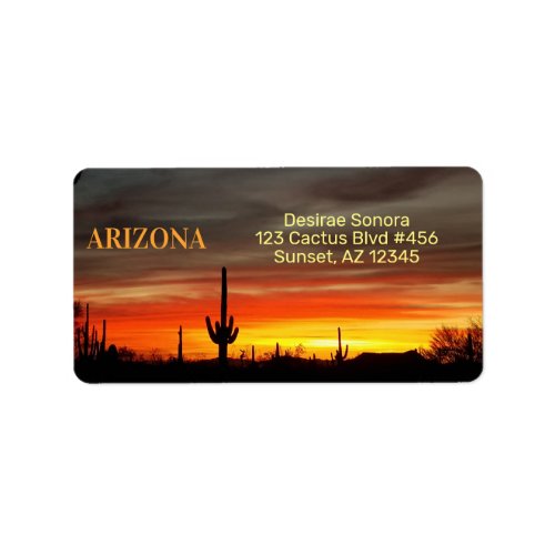 Arizona Sunset  Saguaro Cactus  Orange  Yellow Label