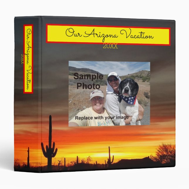 Arizona Sunset Sonoran Desert With Saguaro Cactus 3 Ring Binder (Front/Spine)