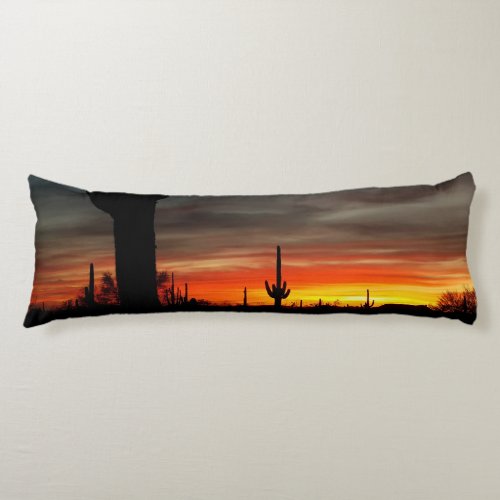 Arizona Sunset Sonoran Desert With Saguaro Cactus Body Pillow