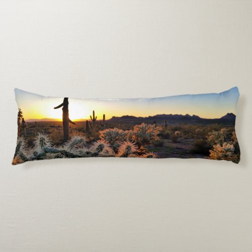 Arizona Sunset Sonoran Desert With Saguaro Cactus Body Pillow