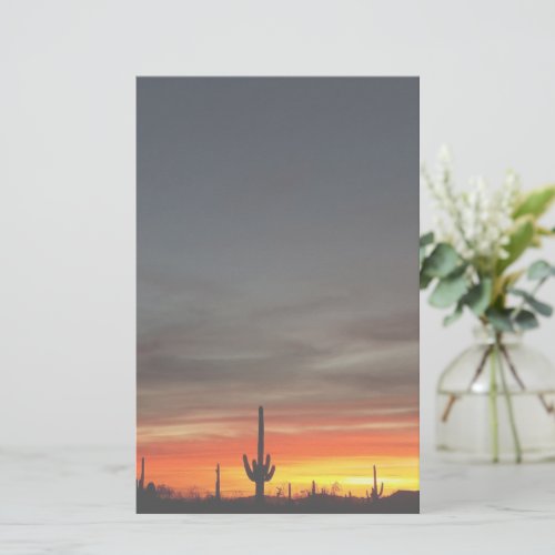 Arizona Sunset Sonoran Desert With Saguaro Cactus Stationery