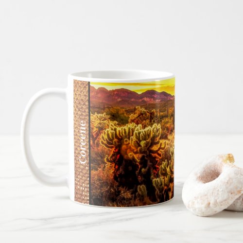 Arizona Sunset Warm Colors Cholla Cactus Coffee Mug