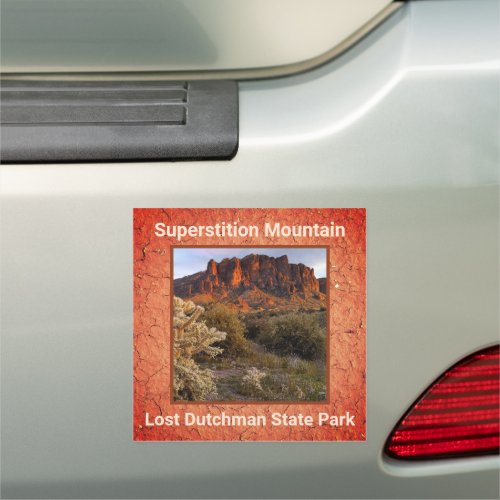 Arizona Superstition Mountain Cactus Terracotta Car Magnet