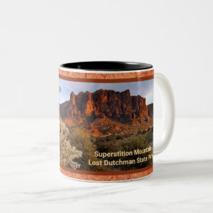 Arizona Superstition Mountain Cactus Terracotta Two-Tone Coffee Mug