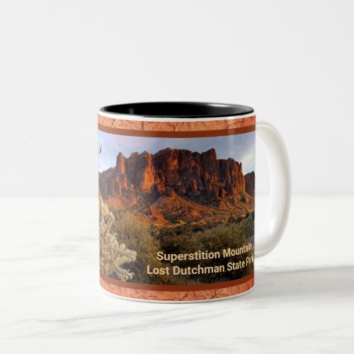 Arizona Superstition Mountain Cactus Terracotta Two_Tone Coffee Mug