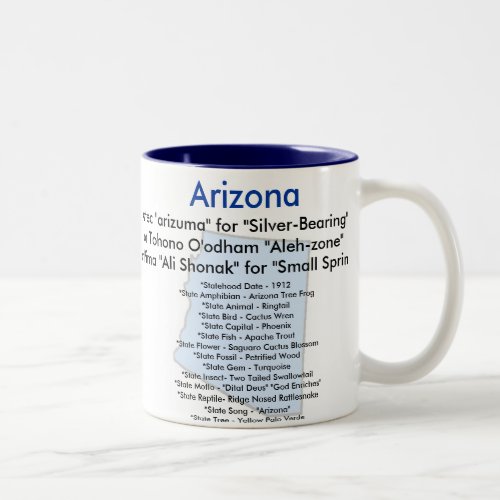 Arizona Symbols and Map Two_Tone Coffee Mug