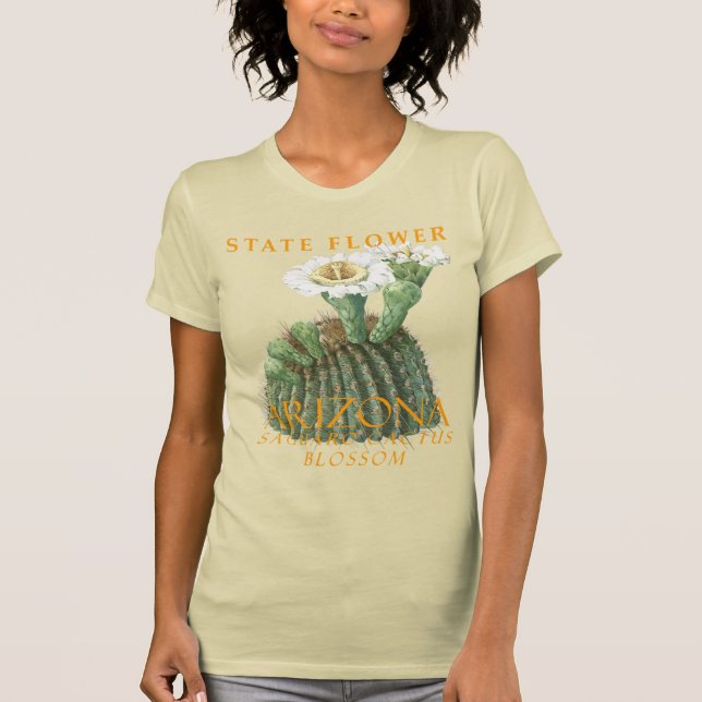Arizona Territory Flower Saguaro Cactus Blossom T-Shirt (Front)