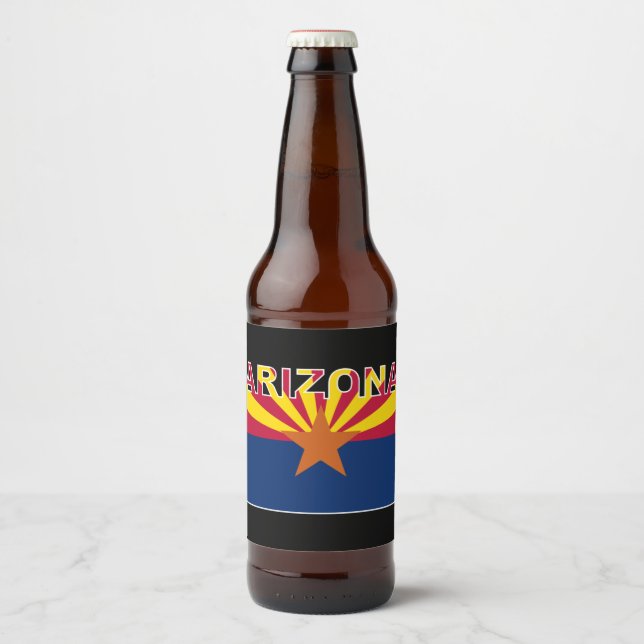 Arizona Text Flag Beer Bottle Label (Front)