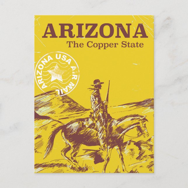 Arizona the copper state vintage travel poster postcard (Front)