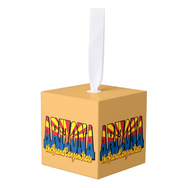 Arizona the Grand Canyon State Cube Ornament (Front Angled)