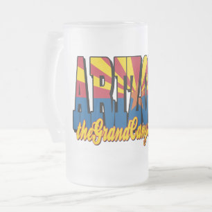 Arizona the Grand Canyon State Frosted Glass Beer Mug