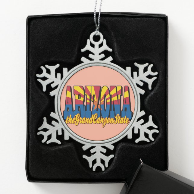 Arizona the Grand Canyon State Snowflake Pewter Christmas Ornament (Box)