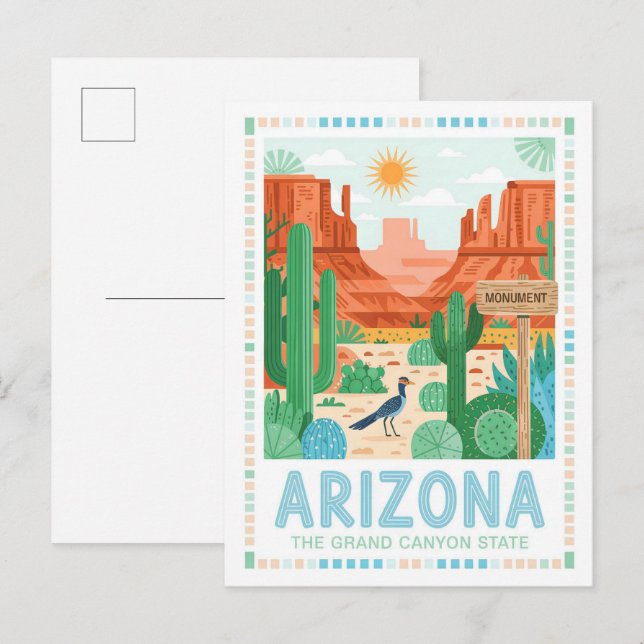 Arizona the Grand Canyon State Summer Travel Postcard (Front/Back)
