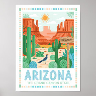 Arizona the Grand Canyon State Summer Travel Poster