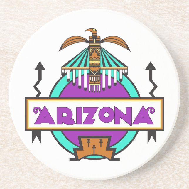 Arizona Thunderbird Shield Drink Coaster (Front)