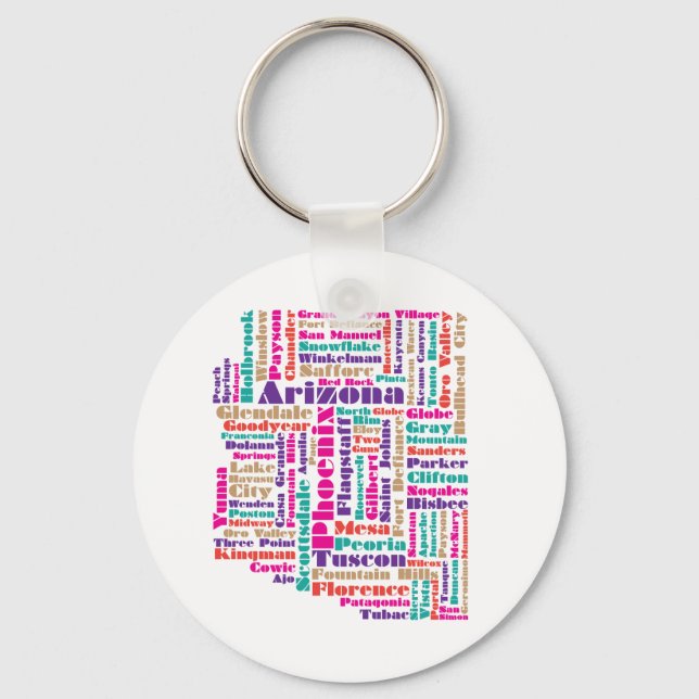 ARIZONA TOWNS MAP KEYCHAIN (Front)