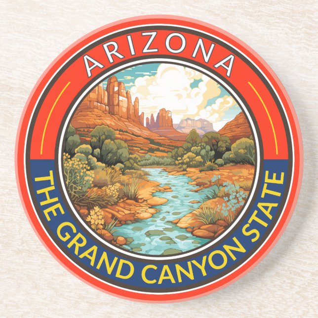 Arizona Travel Art Badge Coaster (Front)
