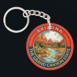 Arizona Travel Art Badge Keychain<br><div class="desc">Arizona retro vector travel design. This retro-style travel art,  with its blend of bold colors and vintage allure,  is designed to inspire a sense of adventure.</div>