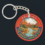 Arizona Travel Art Badge Keychain<br><div class="desc">Arizona retro vector travel design. This retro-style travel art,  with its blend of bold colors and vintage allure,  is designed to inspire a sense of adventure.</div>