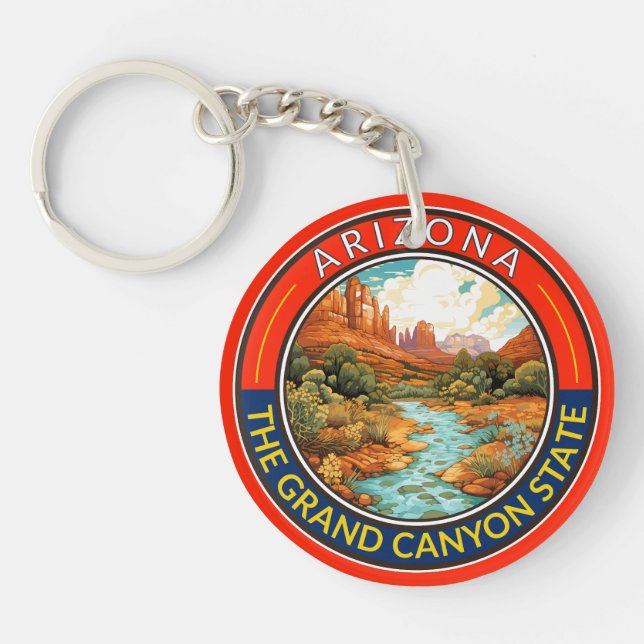 Arizona Travel Art Badge Keychain (Front)