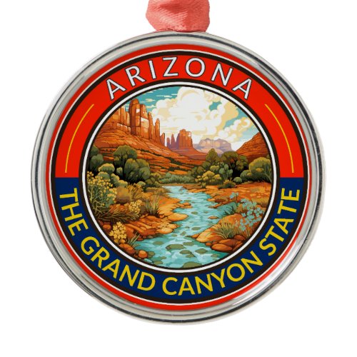 Arizona Travel Art Badge Metal Ornament