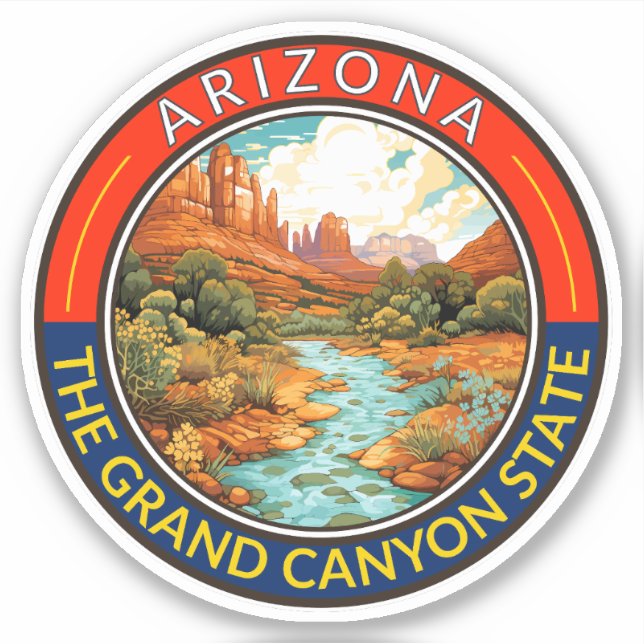 Arizona Travel Art Badge Sticker (Front)