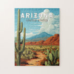 Arizona Travel Art Vintage Jigsaw Puzzle<br><div class="desc">Arizona retro vector travel design. This retro-style travel art,  with its blend of bold colors and vintage allure,  is designed to inspire a sense of adventure.</div>