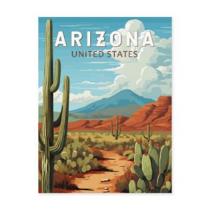 Arizona Travel Art Vintage Postcard