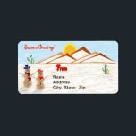 Arizona Tumbleweed Snowman Christmas Label<br><div class="desc">In the southwest, we don't get enough snow (or none at all) to make snowmen. Some creative people make snowmen out of materials available in the desert. One thing we have plenty of is tumbleweeds. This label could also be used as gift labels. Don't forget to add your own text....</div>