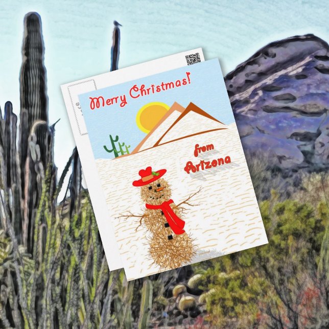 Arizona Tumbleweed Snowman Holiday Postcard (Creator Uploaded)