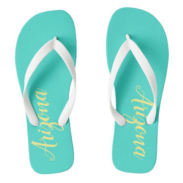 Arizona Turquoise Blue Yellow Flip Flops (Footbed)