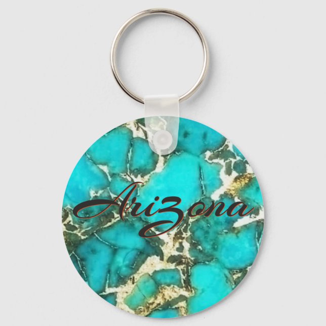 Arizona Turquoise with  Pyrite Matrix Keychain (Front)