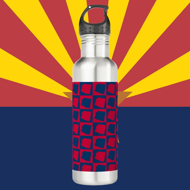 Arizona US State Red and Blue Pattern Stainless Steel Water Bottle (A water bottle of a red and blue pattern of the US state of Arizona)