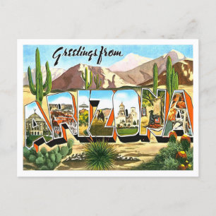 Arizona Vintage Big Letters Postcard