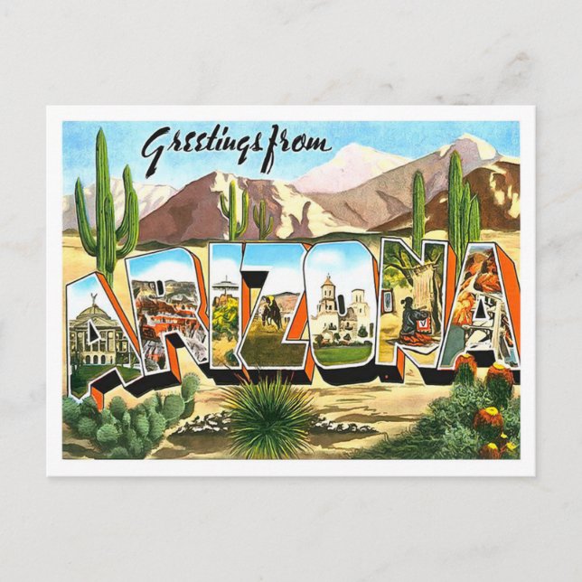 Arizona Vintage Big Letters Postcard (Front)