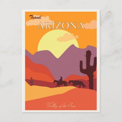 Arizona Vintage Desert Cactus Mountain Travel Postcard