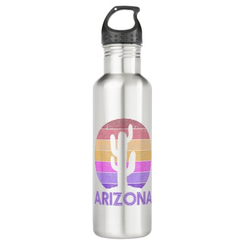 Arizona _ Vintage Retro Cactus Souvenir Stainless Steel Water Bottle