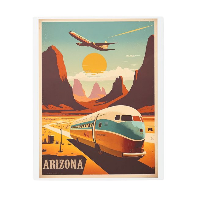 Arizona Vintage Travel Art Metal Poster (Front)